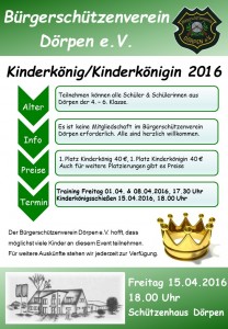 Flyer - Kinderschützenkönig/-in 2016