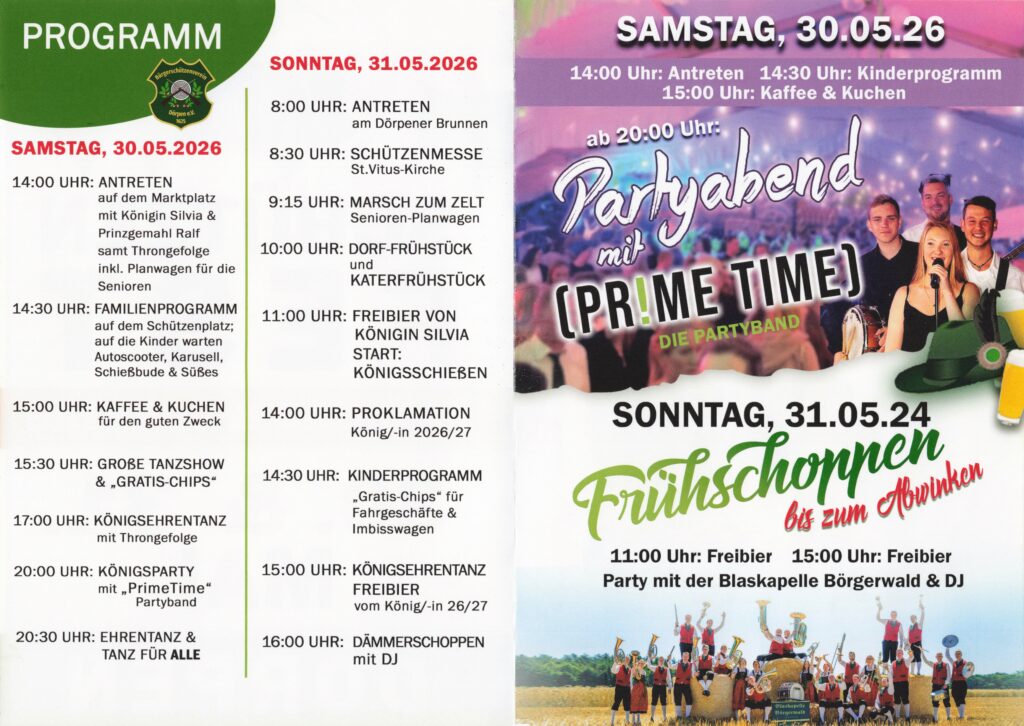 programm schützenfest dörpen 2026